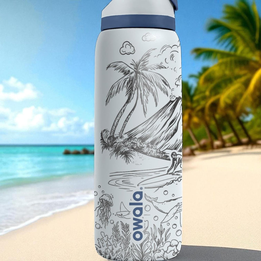 Hawaii Aloha Engraved Owala Tumbler – 16oz 24oz 32oz 40oz Tropical FreeSip Cup – Ocean Gift for Her or Him