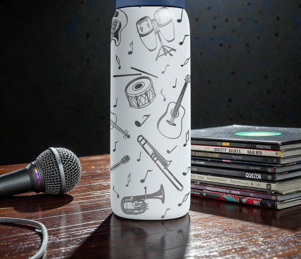 Music Instruments Engraved Owala Bottle – Band & Orchestra Pattern – Musician Gift Stainless Steel Cup 16oz 24oz 32oz 40oz  ⸻