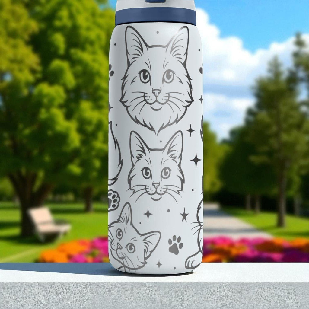 Engraved Norwegian Forest Cat Owala Bottle – 16oz 24oz 32oz 40oz – Fluffy Cat Lover Gift, Viking Cat Engraved Tumbler