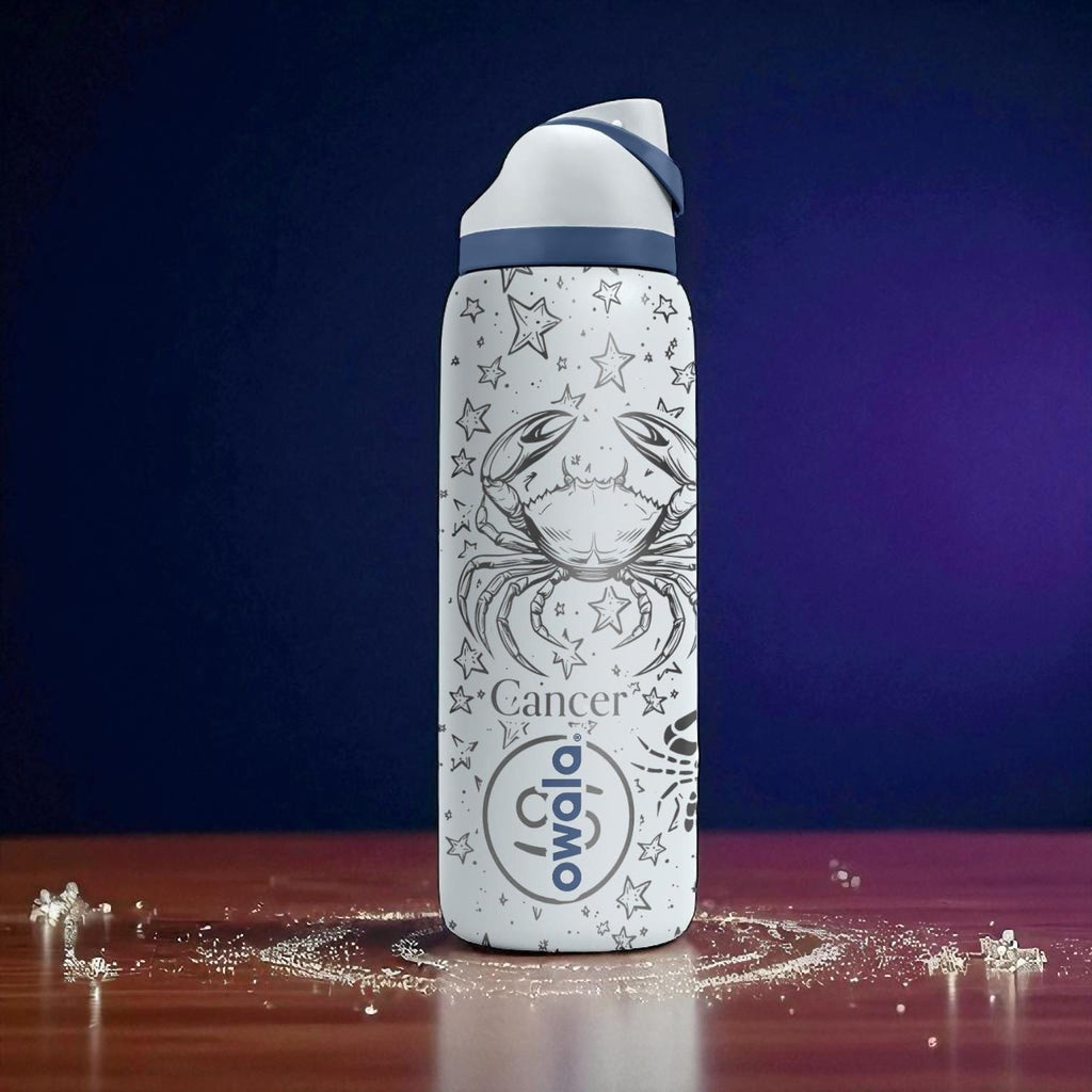 Cancer Zodiac Owala Bottle – 16oz 24oz 32oz 40oz Engraved Water Bottle Gift – Astrology Crab Sign Cup for Her or Him – July Birthday