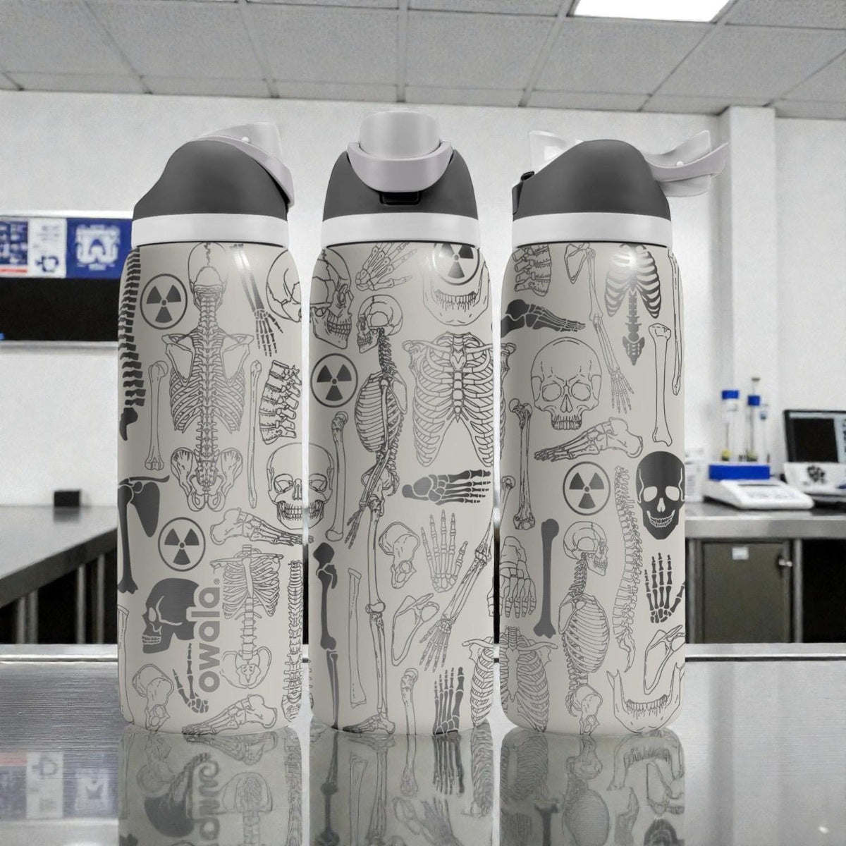 Radiology Skeleton Engraved Water Bottle, X-Ray Anatomy Tumbler, Medical Gift For Radiologist, Tech Nurse Student Personalized Flask