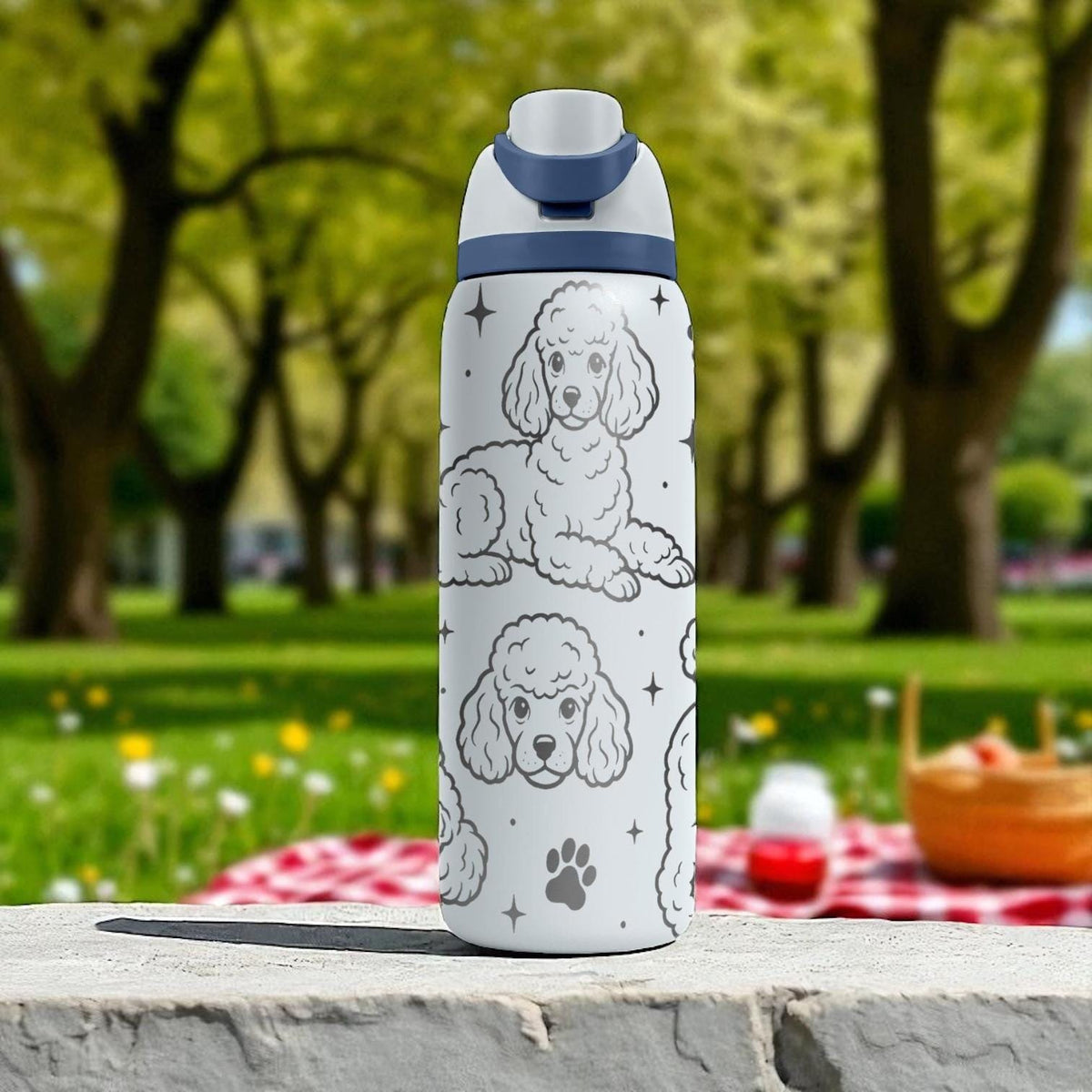 Engraved Poodle Dog Owala Bottle – 16oz 24oz 32oz 40oz – Curly Pup Lover Gift, Cute Poodle Water Tumbler