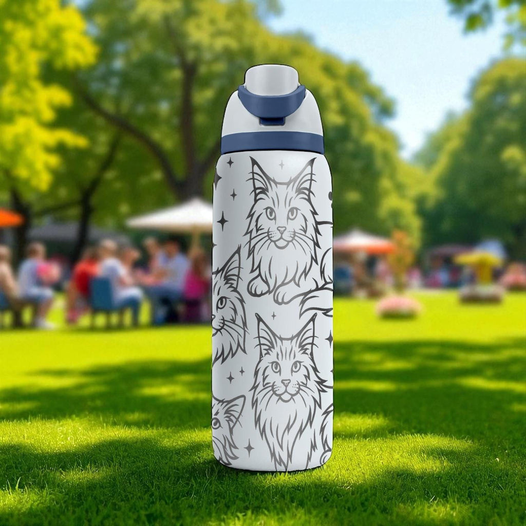 Engraved Maine Coon Owala Bottle – 16oz 24oz 32oz 40oz – Big Fluffy Cat Tumbler, Pet Lover Gift, Cat Mom Water Bottle
