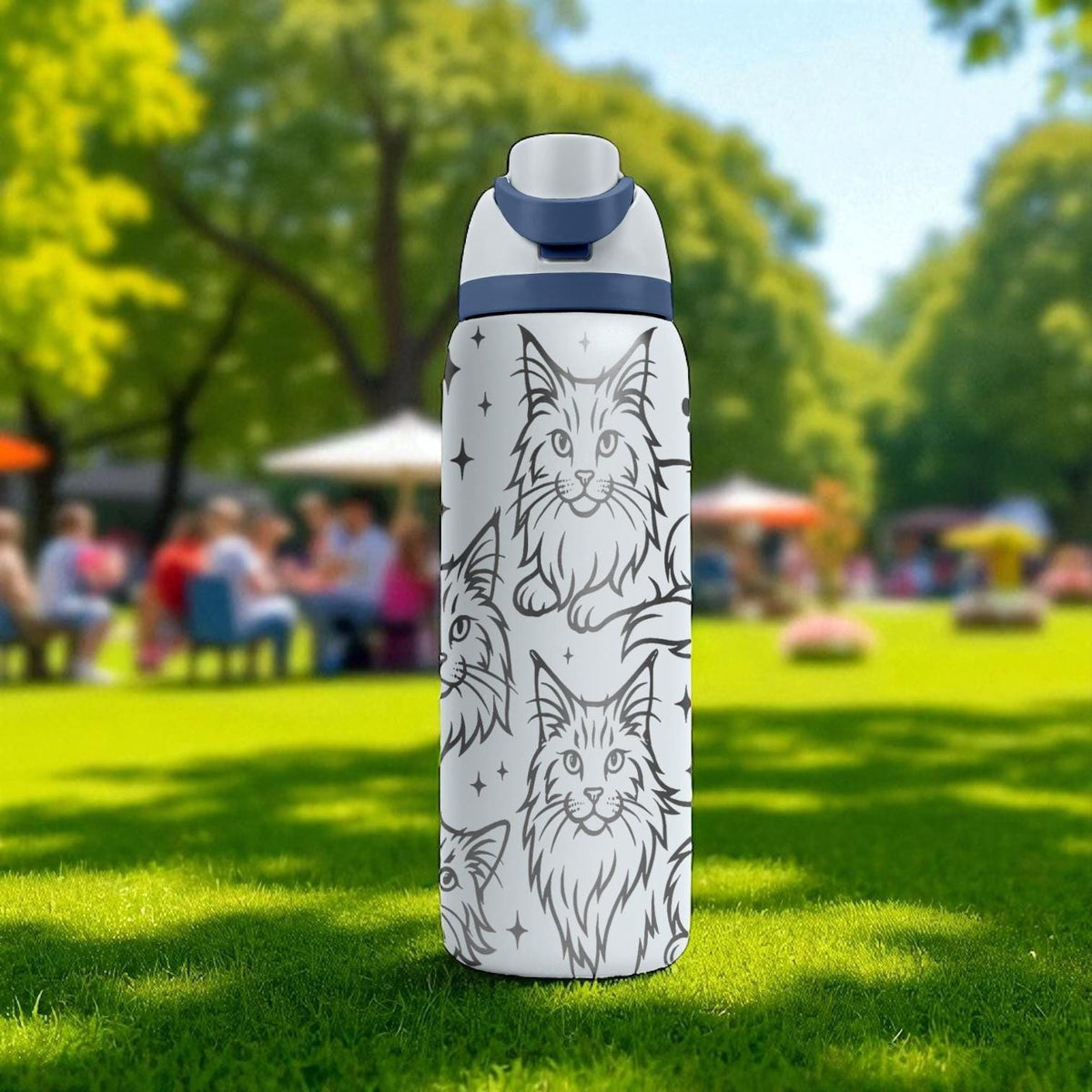 Engraved Maine Coon Owala Bottle – 16oz 24oz 32oz 40oz – Big Fluffy Cat Tumbler, Pet Lover Gift, Cat Mom Water Bottle