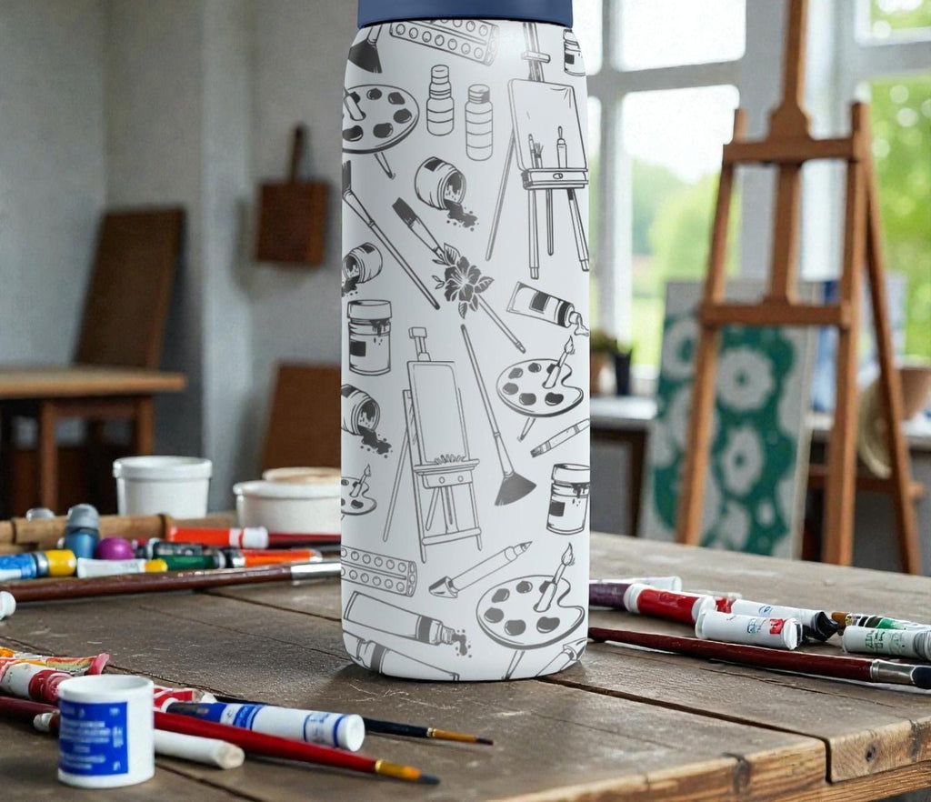 Artist Engraved Owala Bottle – Painting Supplies Pattern – Painter Gift Stainless Steel Cup 16oz 24oz 32oz 40oz  ⸻