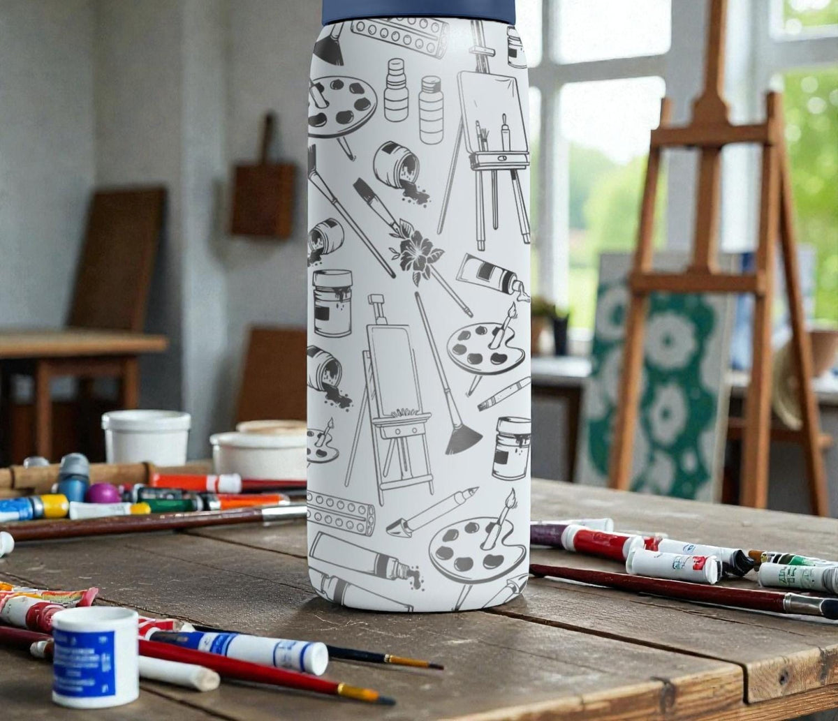 Artist Engraved Owala Bottle – Painting Supplies Pattern – Painter Gift Stainless Steel Cup 16oz 24oz 32oz 40oz  ⸻
