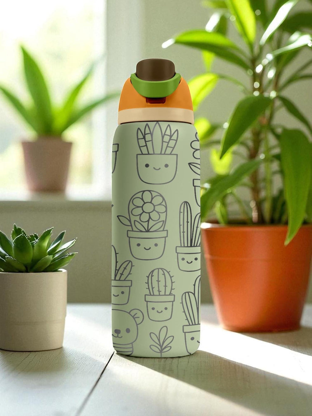 Engraved Succulent Tumbler – Cute Cactus Plant Owala Water Bottle – Green Aesthetic Cup – 16oz 24oz 32oz 40oz