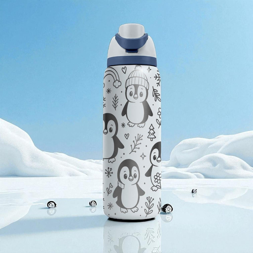 Penguin Owala Bottle – 16oz 24oz 32oz 40oz Winter Engraved Cup – Cute Snow Animal Gift – Kids Holiday Ice Theme Drinkware