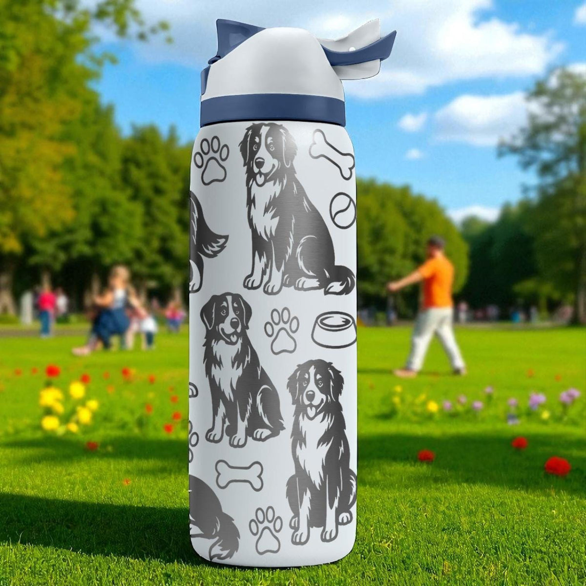 Bernese Mountain Dog Owala Bottle – 16oz 24oz 32oz 40oz – Engraved Gift for Dog Lovers – Gentle Giant Pup Stainless Steel Cup