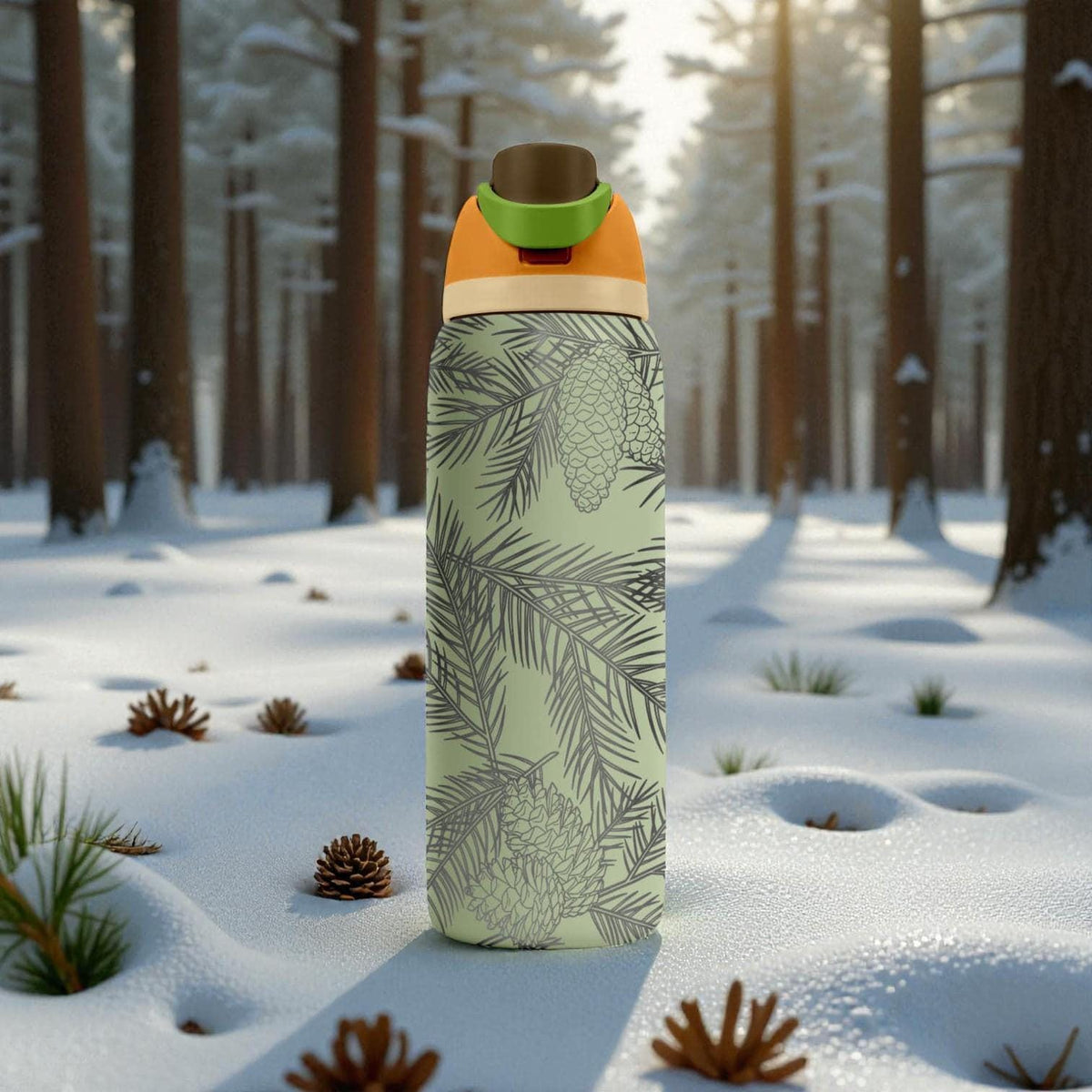 Pinecone Forest Engraved Owala Bottle – Winter Woodland Nature Design – Stainless Steel Cup 16oz 24oz 32oz 40oz  ⸻