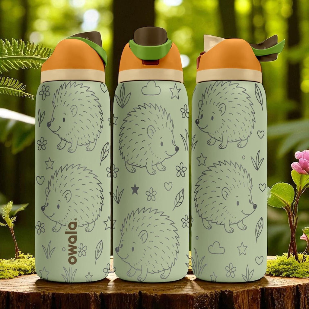 Engraved Hedgehog Owala Bottle – Cute Forest Animal Tumbler for Kids and Nature Lovers – 16oz 24oz 32oz 40oz