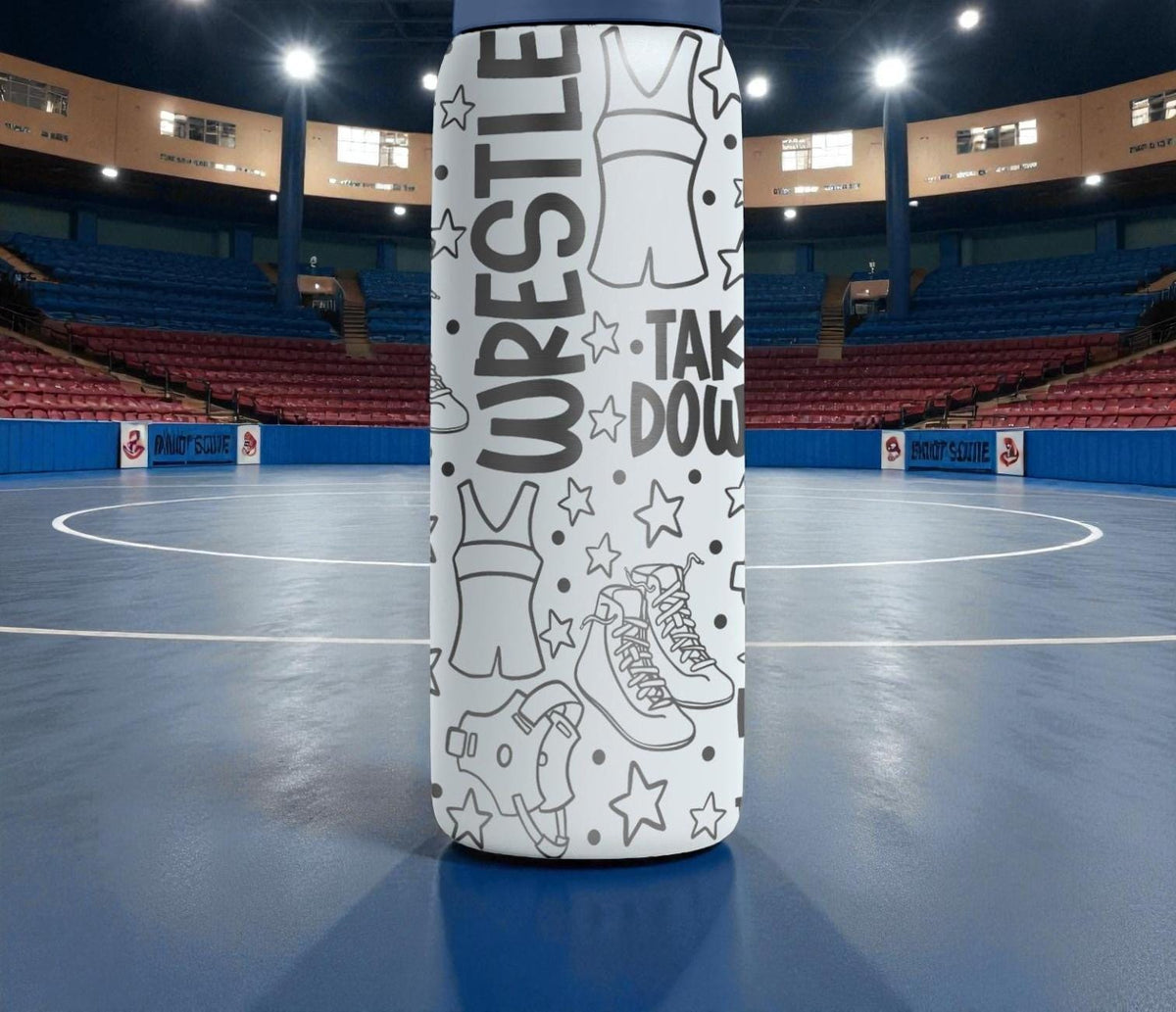 Wrestling Engraved Owala Bottle – Wrestle, Takedown, Pin & Gear Pattern – Sports Gift Stainless Cup 16oz 24oz 32oz 40oz  ⸻