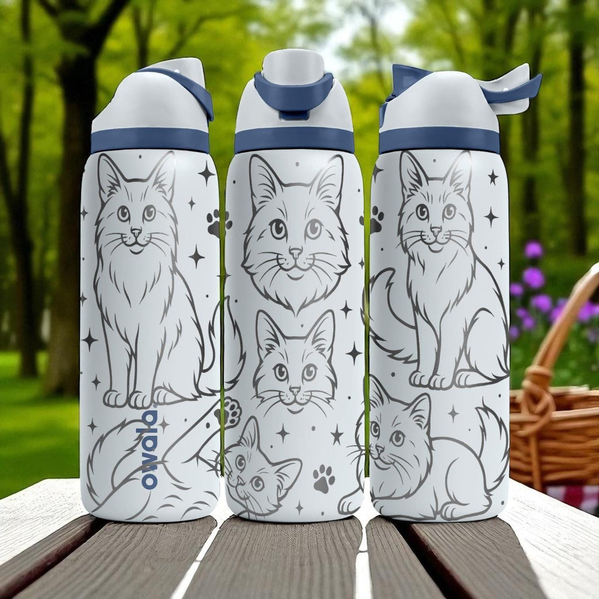 Engraved Norwegian Forest Cat Owala Bottle – 16oz 24oz 32oz 40oz – Fluffy Cat Lover Gift, Viking Cat Engraved Tumbler