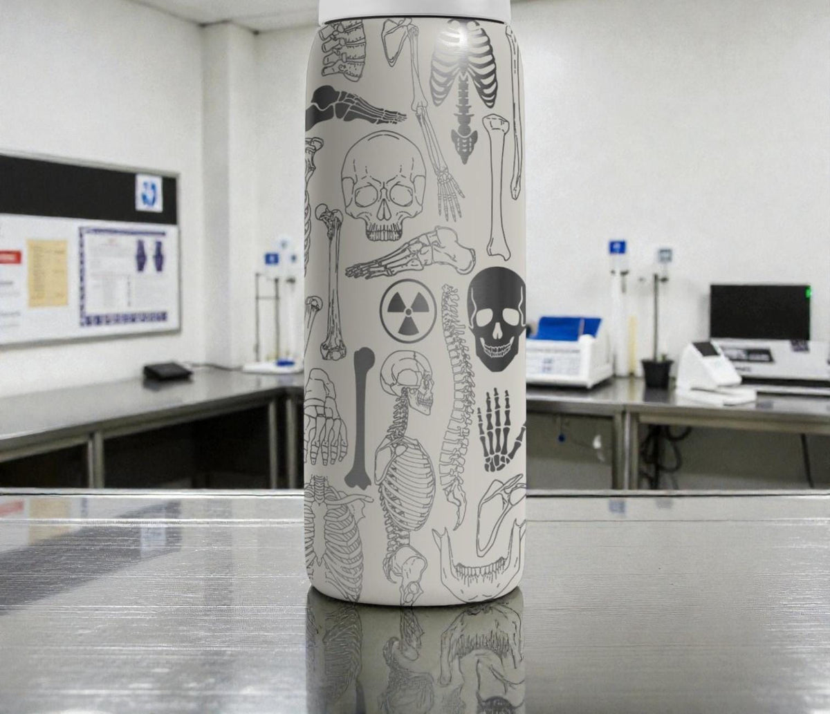 Radiology Skeleton Engraved Water Bottle, X-Ray Anatomy Tumbler, Medical Gift For Radiologist, Tech Nurse Student Personalized Flask