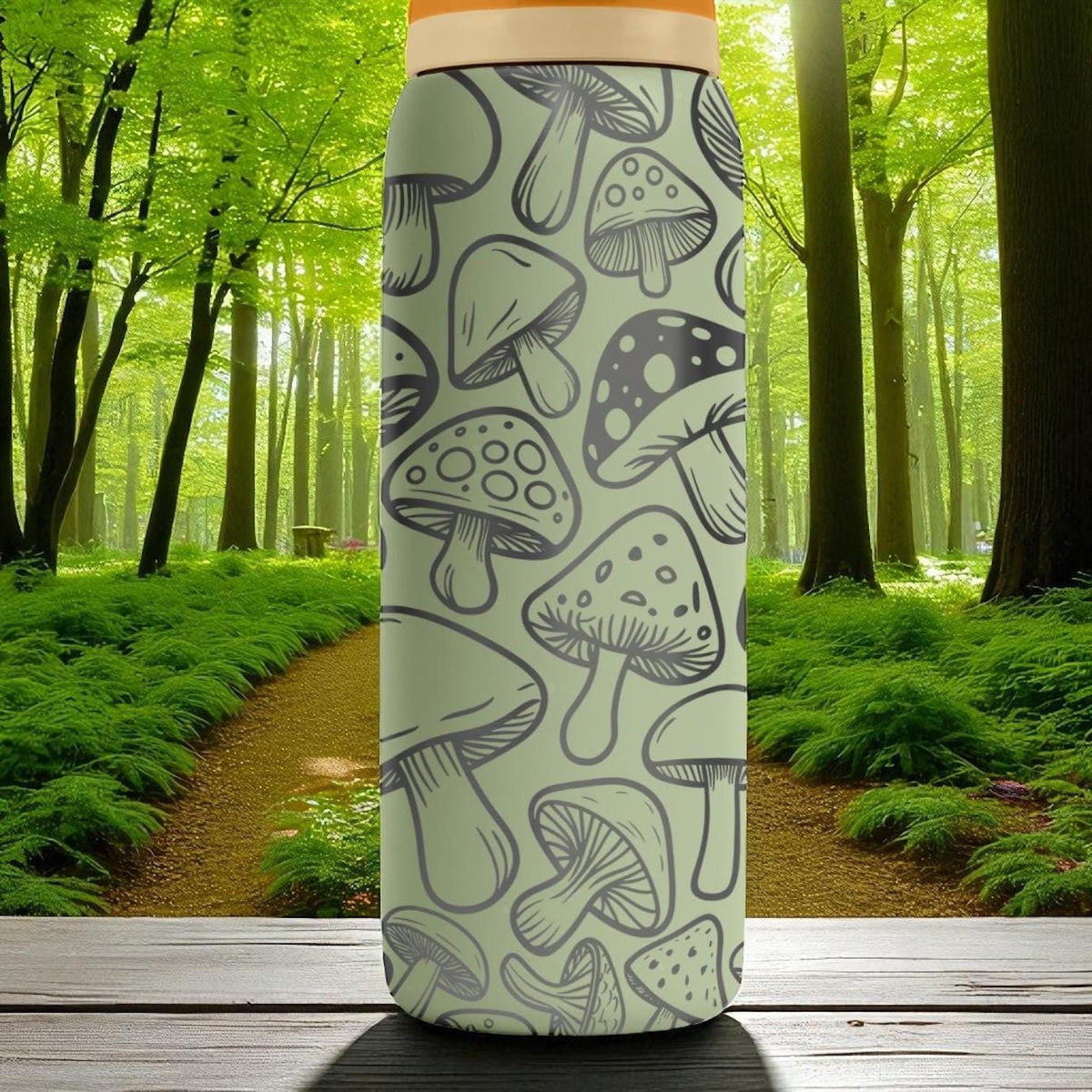 Engraved Mushroom Tumbler – Owala Water Bottle with Cute Forest Fungi Design – Laser Engraved Nature Cup – 16oz 24oz 32oz 40oz