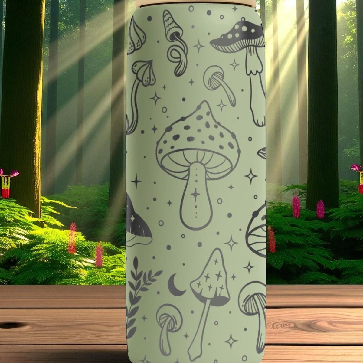 Mushroom Forest Engraved Owala Tumbler – Magical Nature Cup 40oz 32oz 24oz – Fungi Aesthetic Gift for Hiker or Witchy Friend