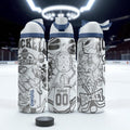 Hockey Engraved Owala Bottle – Personalized Player Wrap Design – Stainless Steel Sports Cup 16oz 24oz 32oz 40oz