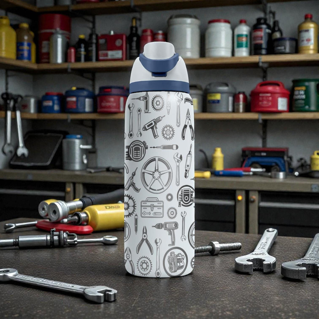 Mechanic Engraved Owala Bottle – Auto Repair Tool Pattern – Car Lover Gift Stainless Steel Cup 16oz 24oz 32oz 40oz  ⸻