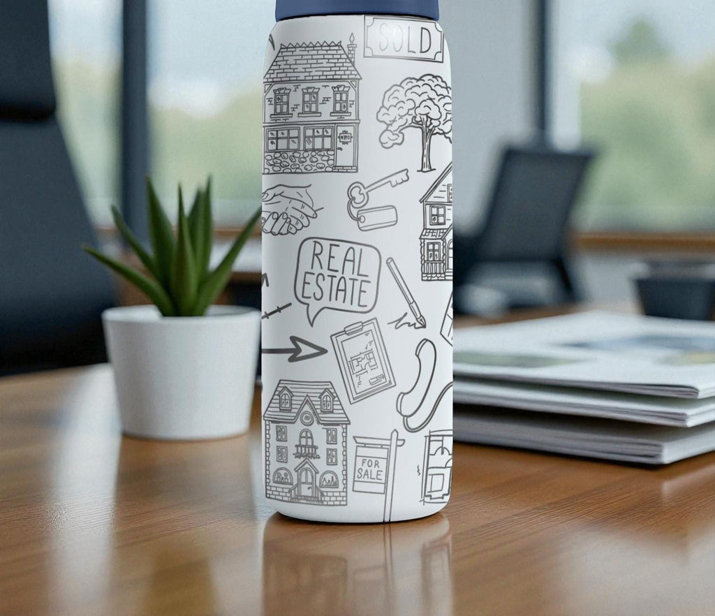Real Estate Engraved Owala Bottle – Realtor & Home Buyer Pattern – Real Estate Agent Gift Stainless Cup 16oz 24oz 32oz 40oz  ⸻
