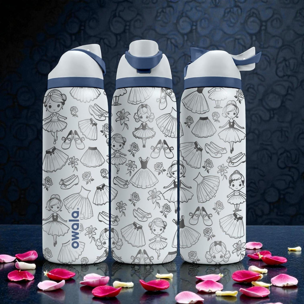 Ballet Engraved Owala Bottle – Ballerina Tutu and Dance Pattern – Dancer Gift Stainless Steel Cup 16oz 24oz 32oz 40oz  ⸻