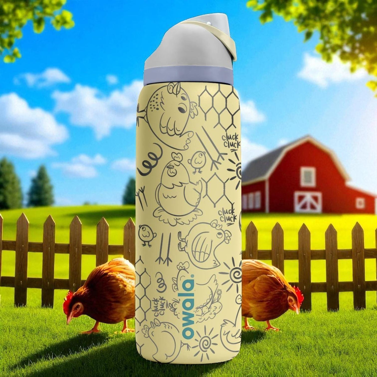 Engraved Chicken Owala Bottle – Funny Farm Animal Tumbler with Hens and Chicks – 16oz 24oz 32oz 40oz