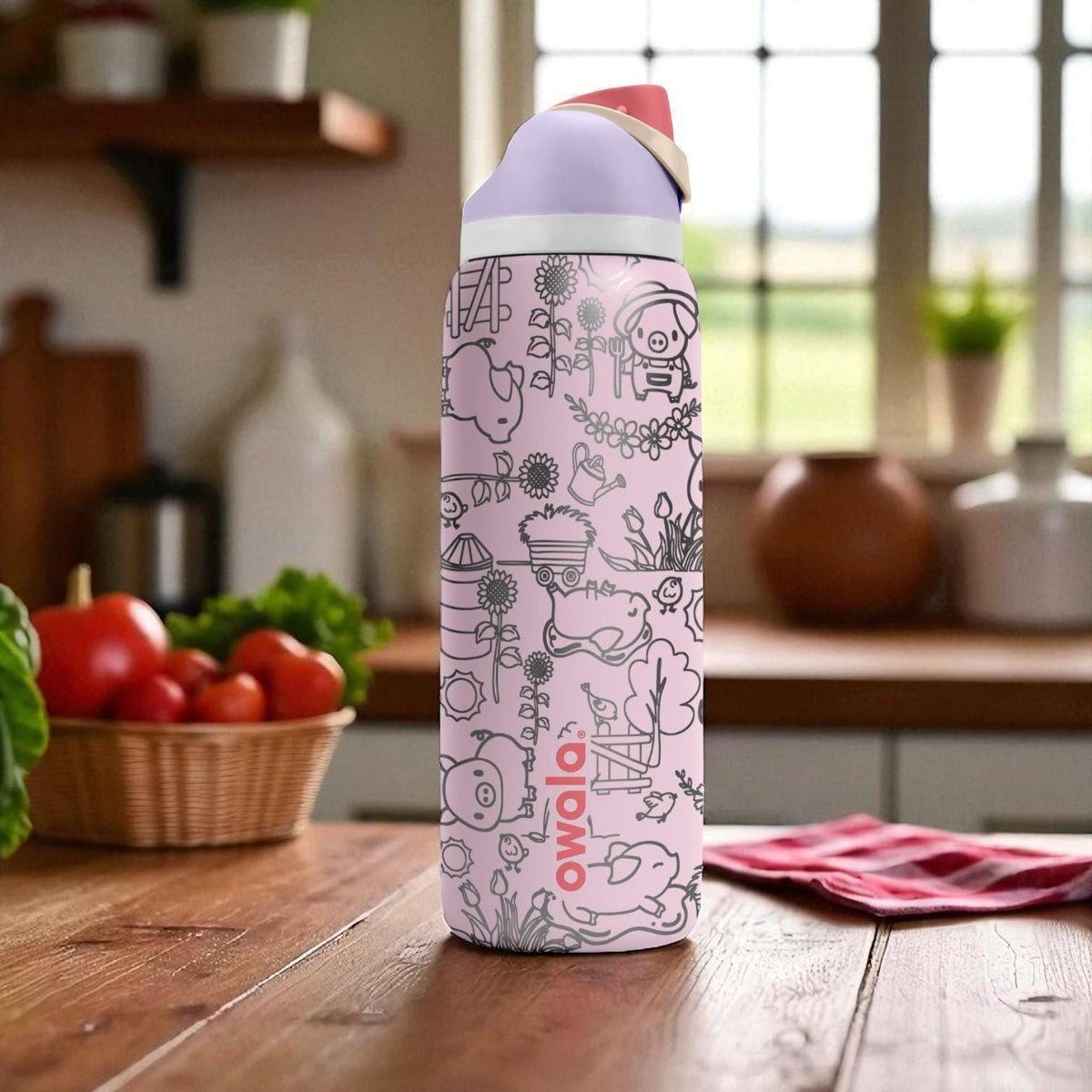 Piglet Owala Tumbler – 16oz 24oz 32oz 40oz Cute Farm Animal Water Bottle – Pig Lover Gift – Engraved Stainless Steel Cup