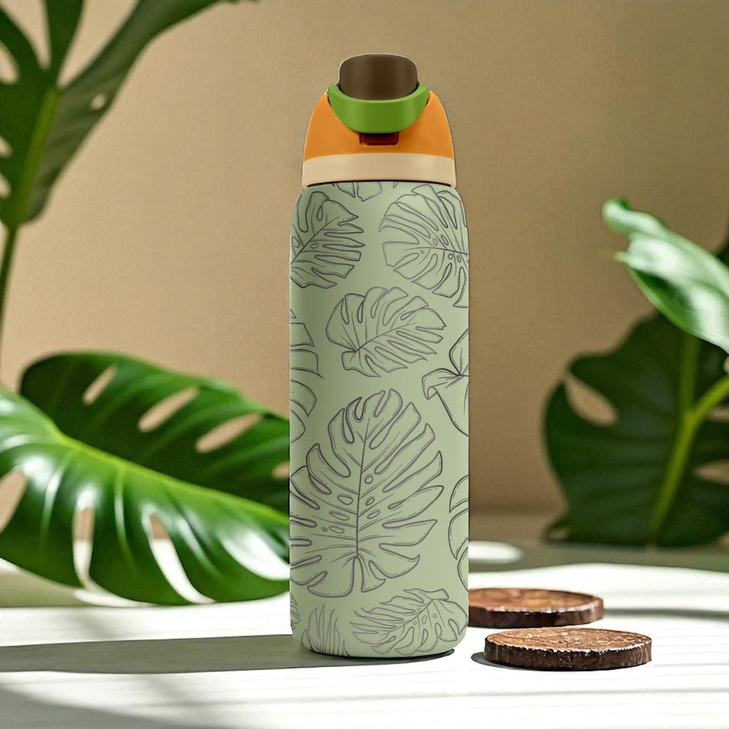 Monsterа Leaf Engraved Owala Tumbler – 16oz 24oz 32oz 40oz Tropical Plant FreeSip Cup – Botanical Design Gift