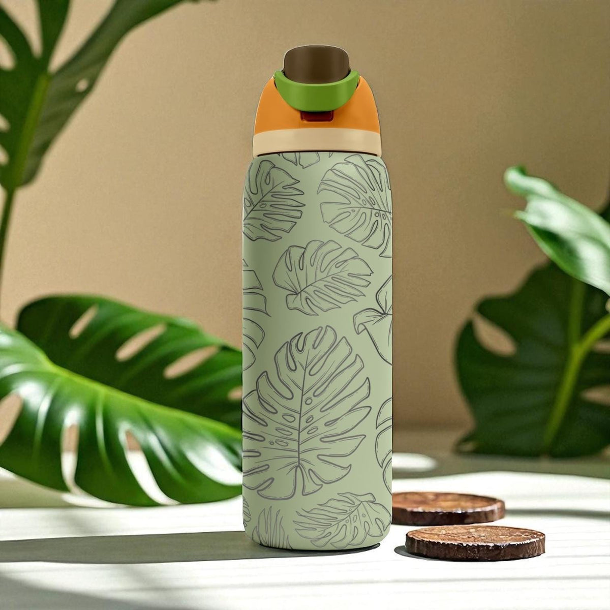Monsterа Leaf Engraved Owala Tumbler – 16oz 24oz 32oz 40oz Tropical Plant FreeSip Cup – Botanical Design Gift