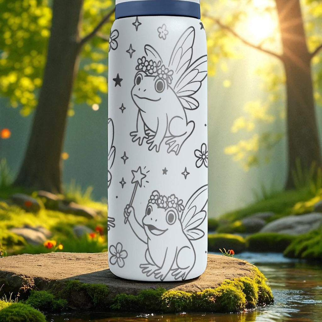 Owala Frog Fairy Tumbler – 16oz 24oz 32oz 40oz – Whimsical Winged Frog Cup – Enchanted Laser Engraved Gift for Kids and Fantasy Fans