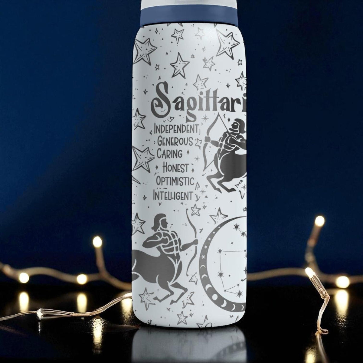 Sagittarius Zodiac Engraved Owala Bottle – 16oz 24oz 32oz 40oz Astrology Gift – Archer Star Sign Water Bottle for Her or Him