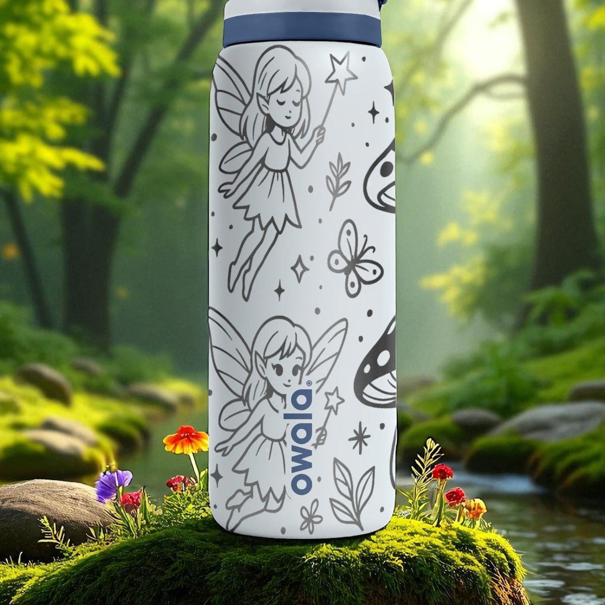 Owala Fairy Tumbler – 16oz 24oz 32oz 40oz – Enchanted Forest Cup with Mushrooms and Wings – Magical Gift for Girls and Nature Lovers