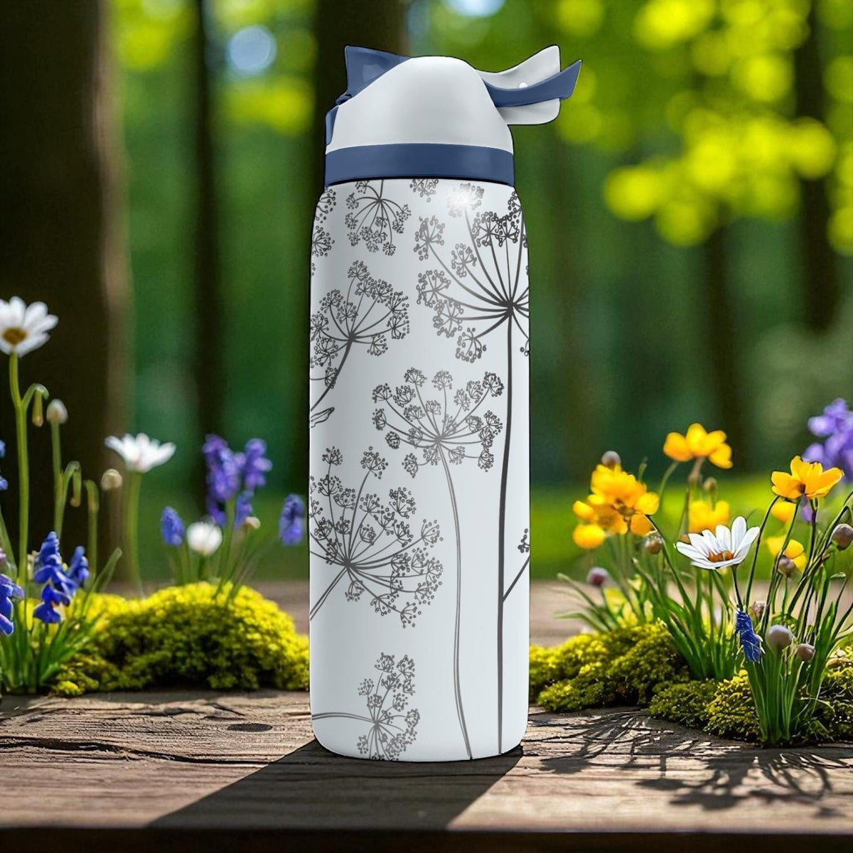 Wild Herb Floral Owala Tumbler – 16oz 24oz 32oz 40oz Engraved Dill Plant Wrap – Nature Gift for Her or Mom