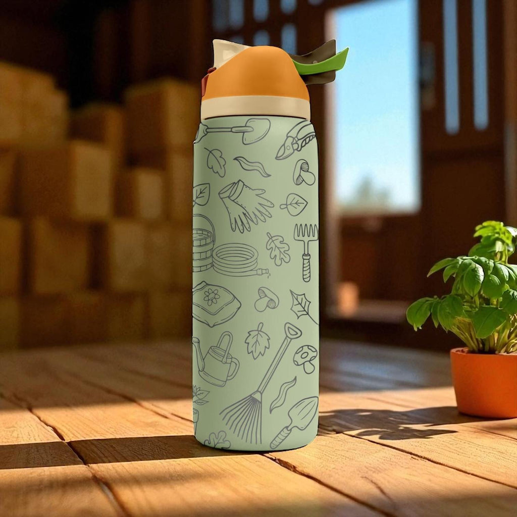 Gardening Theme Engraved Owala Tumbler – 16oz 24oz 32oz 40oz Green Garden Cup – Plant Lover Gift – Nature Stainless Steel Bottle