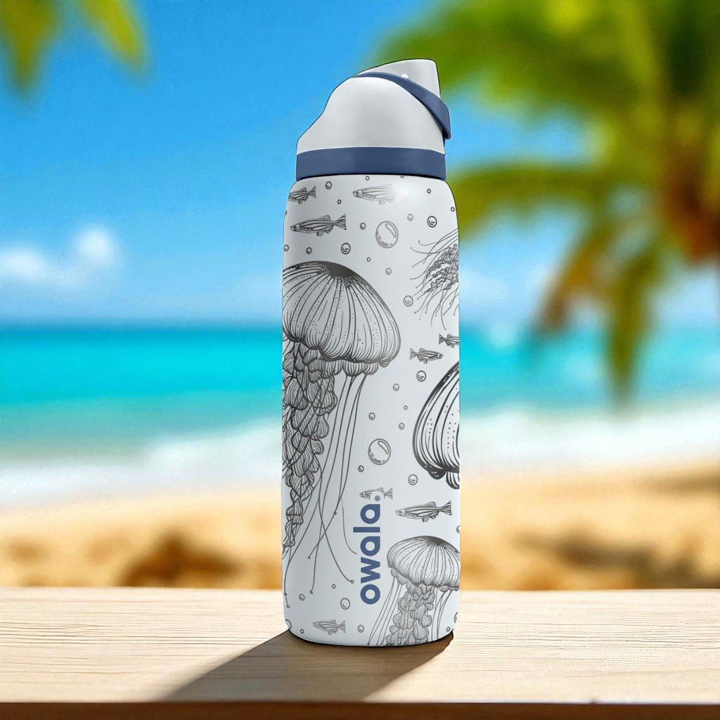 Jellyfish Engraved Owala Tumbler – Ocean Vibes Gift 40oz 32oz 24oz – Marine Sea Life Laser Etched Water Bottle