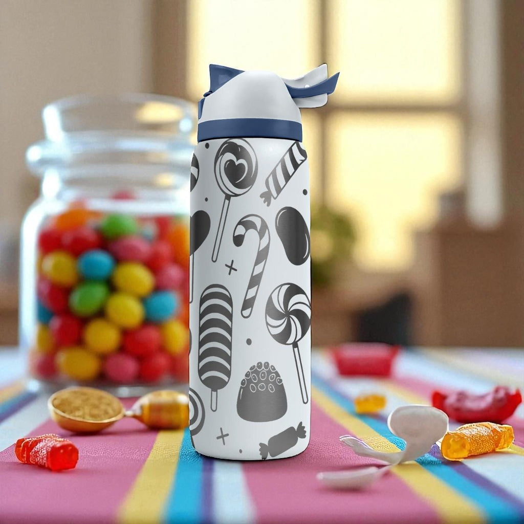 Owala Candy Pattern Tumbler – 16oz 24oz 32oz 40oz – Engraved Sweet Treats Water Bottle – Cute Gift for Candy Lovers and Kids