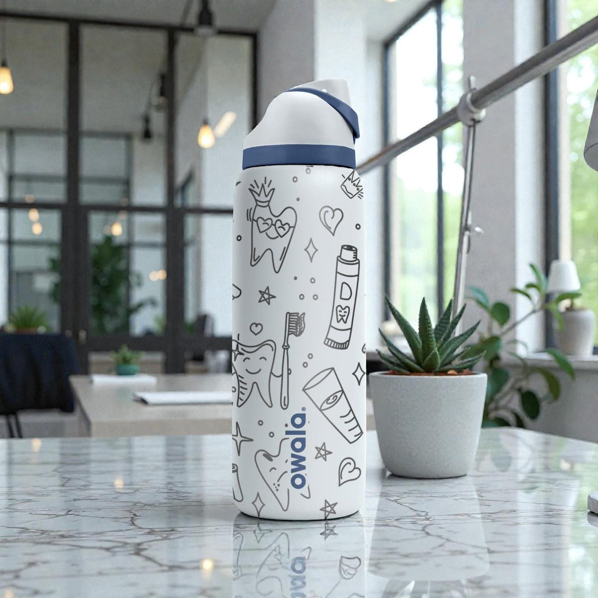 Dentist Engraved Owala Bottle – Dental Hygienist Tooth & Braces Pattern – Dentist Office Stainless Steel Cup 16oz 24oz 32oz 40oz  ⸻