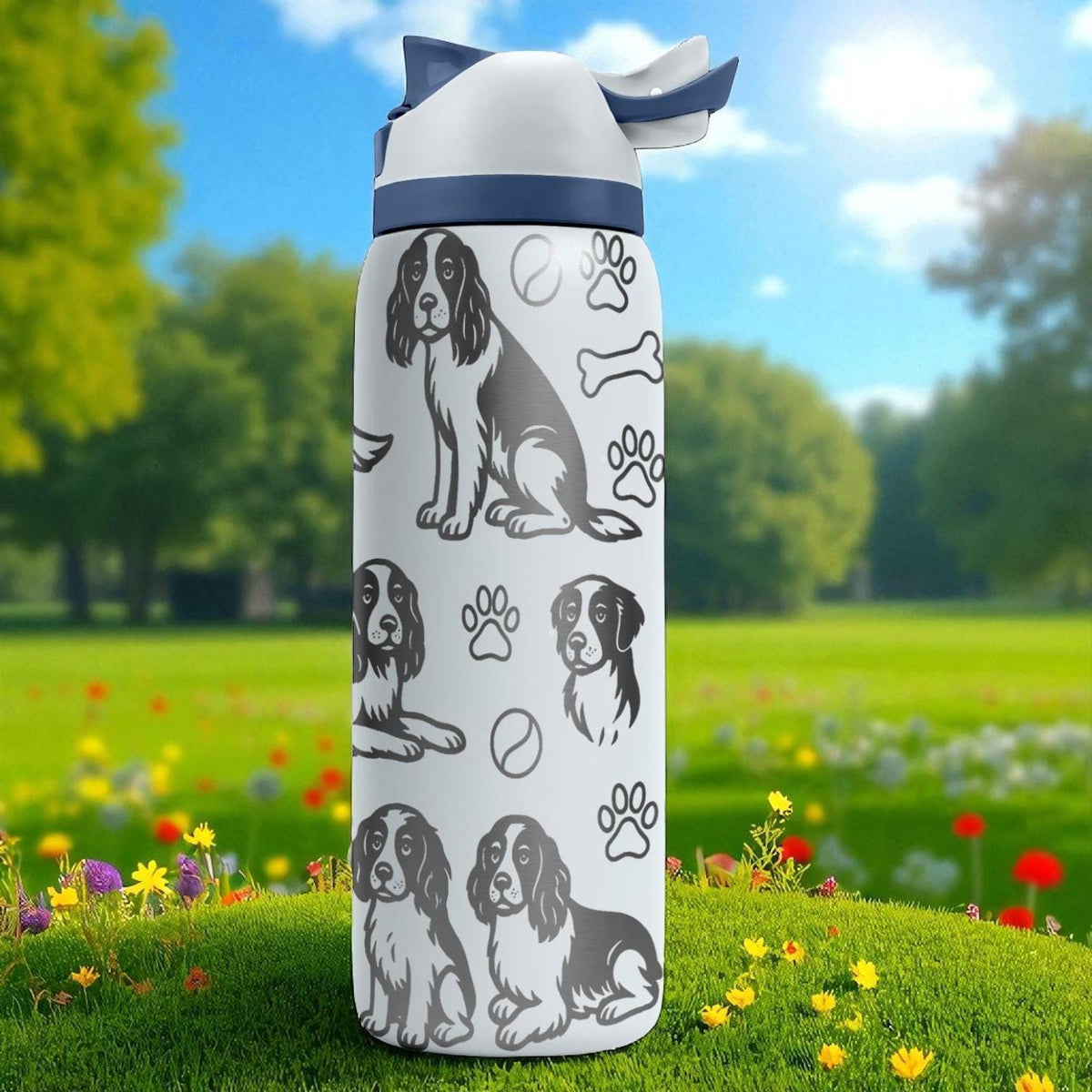 English Springer Spaniel Owala Bottle – 16oz 24oz 32oz 40oz – Engraved Dog Cup Gift for Pet Lovers – Bird Dog Stainless Steel Mug