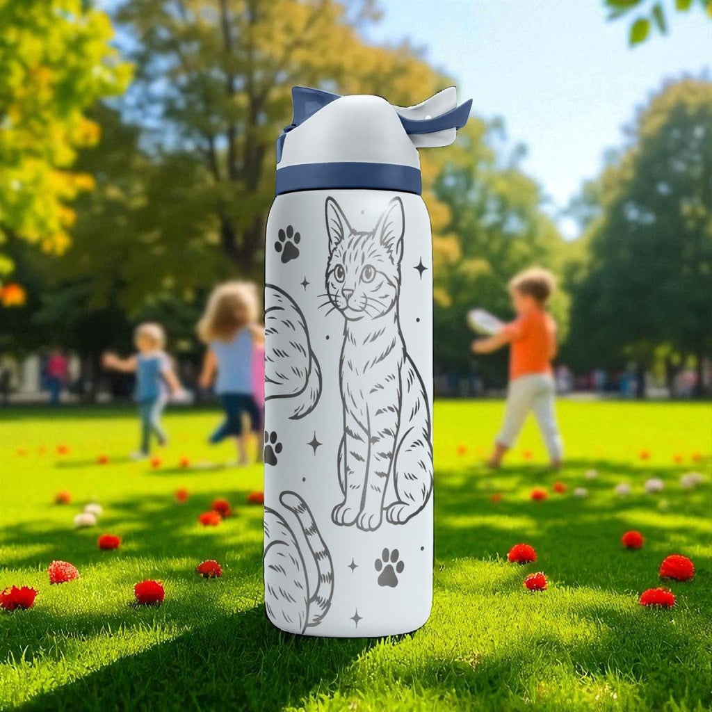 Engraved Egyptian Mau Cat Owala Bottle – 16oz 24oz 32oz 40oz – Spotted Cat Lover Gift, Pet Water Tumbler
