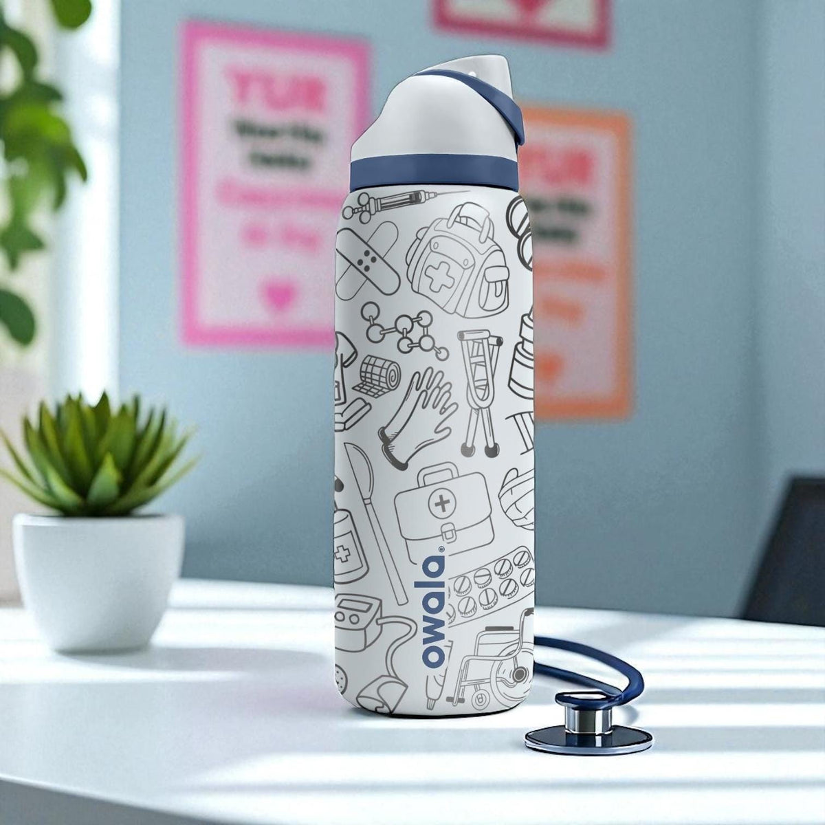 Medical Engraved Owala Bottle – 16oz 24oz 32oz 40oz Doctor Nurse EMT Gift – ER Hospital Theme Tumbler for Healthcare Workers