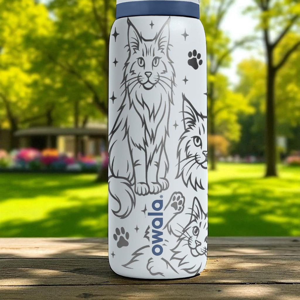 Engraved Maine Coon Owala Bottle – 16oz 24oz 32oz 40oz – Big Fluffy Cat Tumbler, Pet Lover Gift, Cat Mom Water Bottle