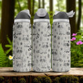Engraved Raccoon Water Bottle – Owala Tumbler with Cute Forest Raccoons and Flowers – 16oz 24oz 32oz 40oz Animal Lover Gift
