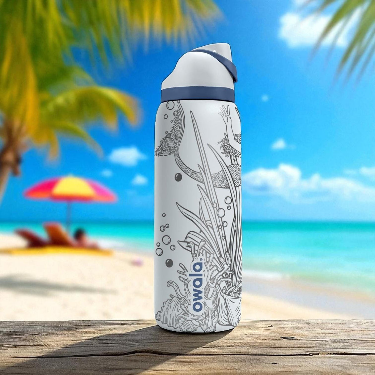 Mermaid Owala Bottle – 16oz 24oz 32oz 40oz Laser Engraved Ocean Theme Tumbler – Beach Gift for Her – Fantasy Sea Cup