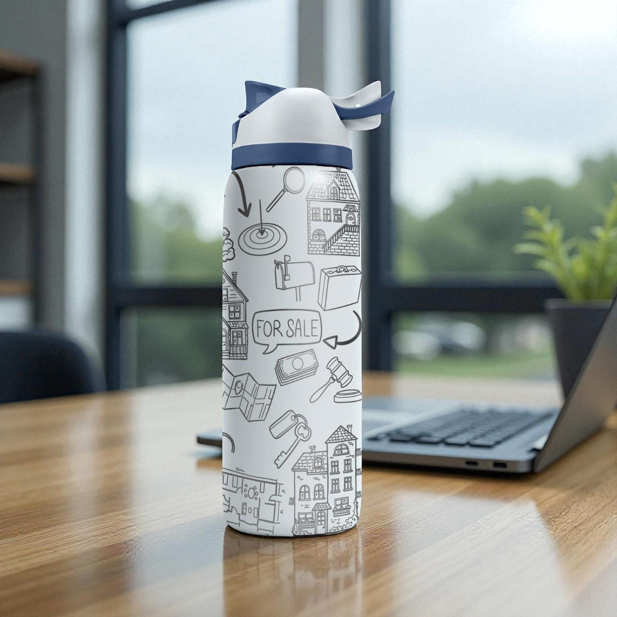 Real Estate Engraved Owala Bottle – Realtor & Home Buyer Pattern – Real Estate Agent Gift Stainless Cup 16oz 24oz 32oz 40oz  ⸻