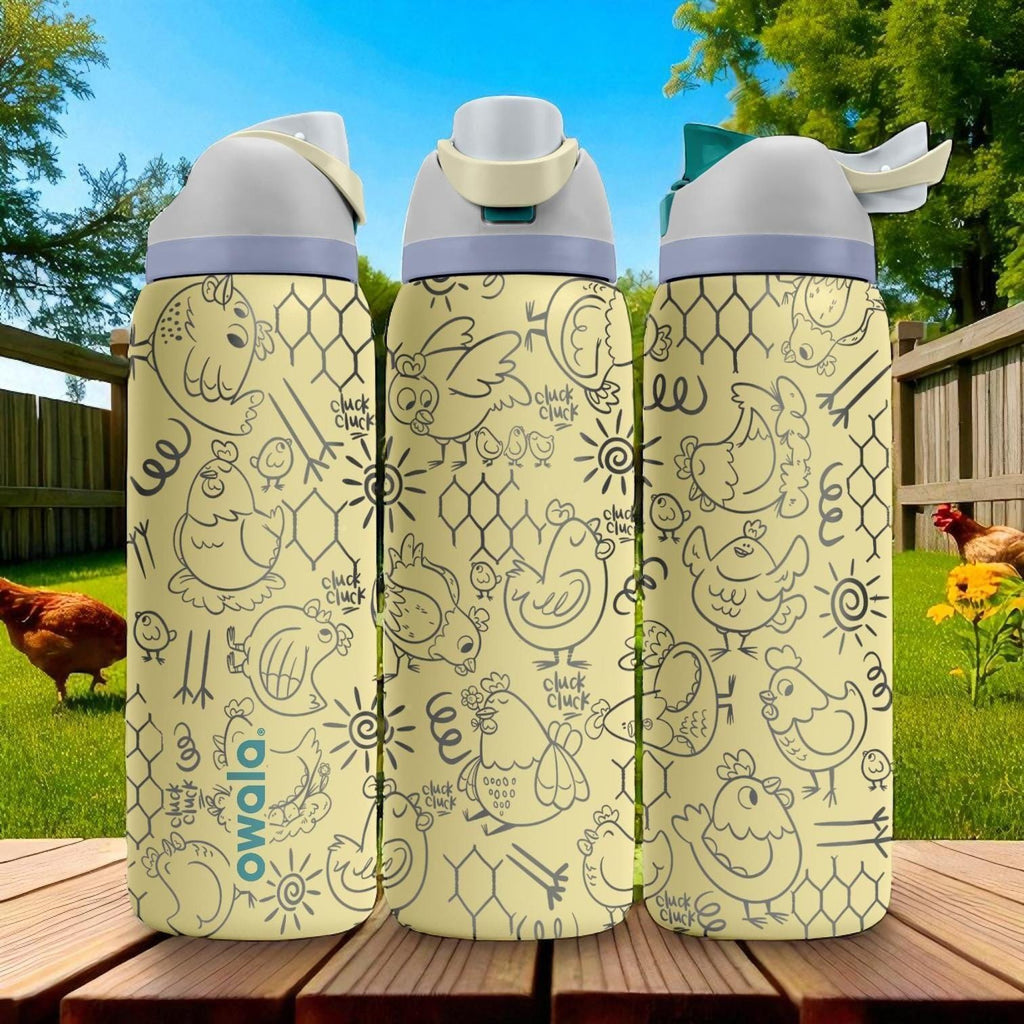 Engraved Chicken Owala Bottle – Funny Farm Animal Tumbler with Hens and Chicks – 16oz 24oz 32oz 40oz