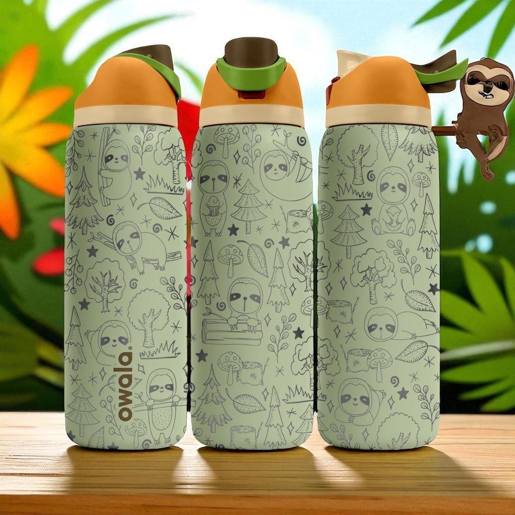 Cute Sloth Engraved Owala Tumbler – 16oz 24oz 32oz 40oz Forest Animal Cup – Gift for Slow Vibe Lovers