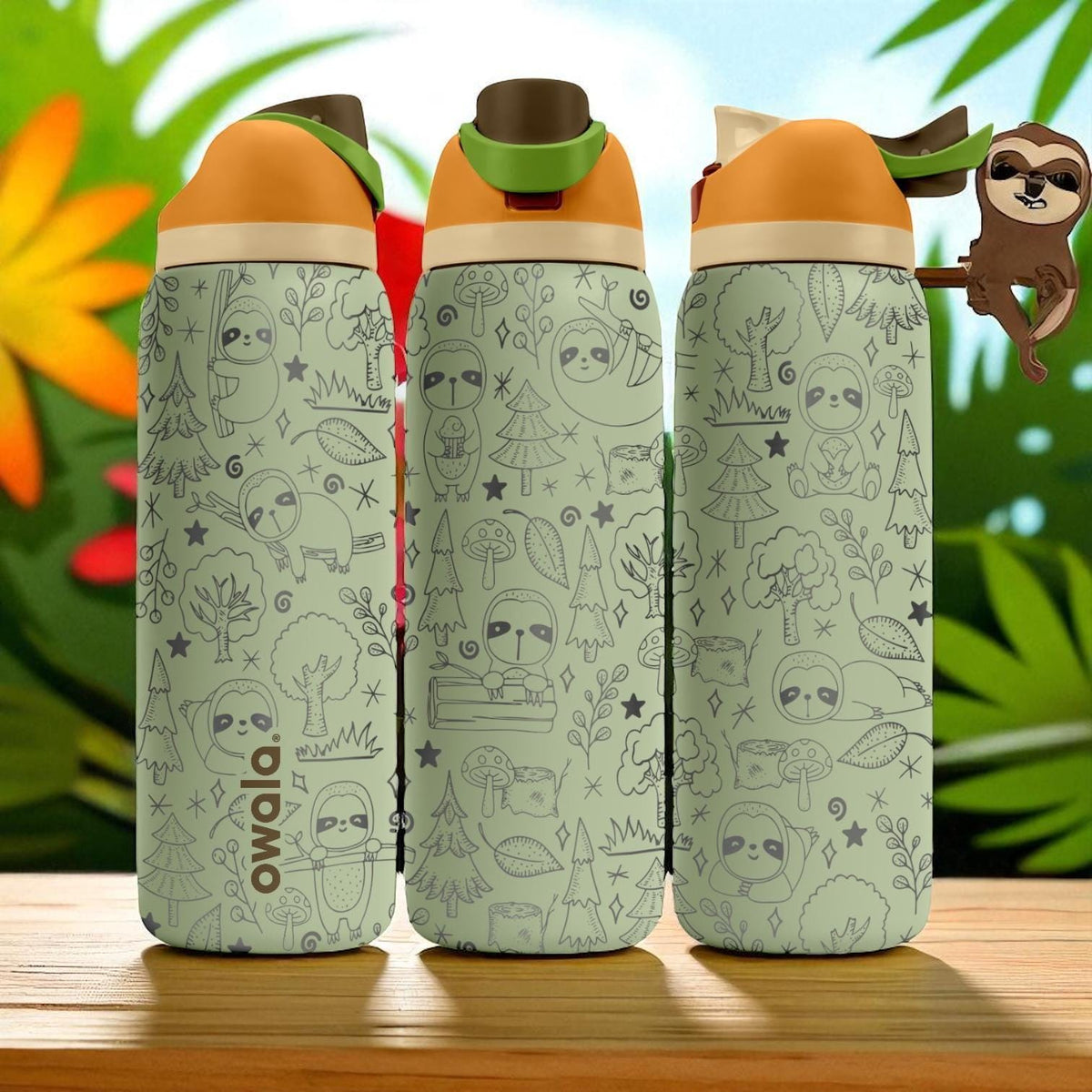 Cute Sloth Engraved Owala Tumbler – 16oz 24oz 32oz 40oz Forest Animal Cup – Gift for Slow Vibe Lovers