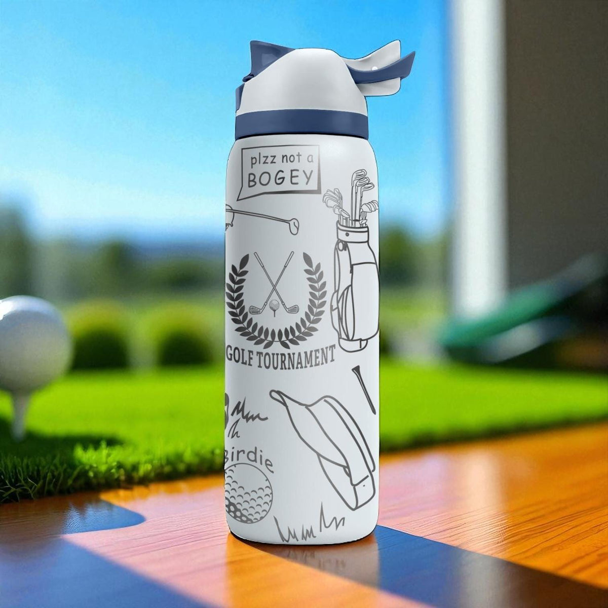 Engraved Golf Tumbler – Owala Bottle with Golf Cart and Clubs – Funny Golfer Gift – 16oz 24oz 32oz 40oz Water Bottle