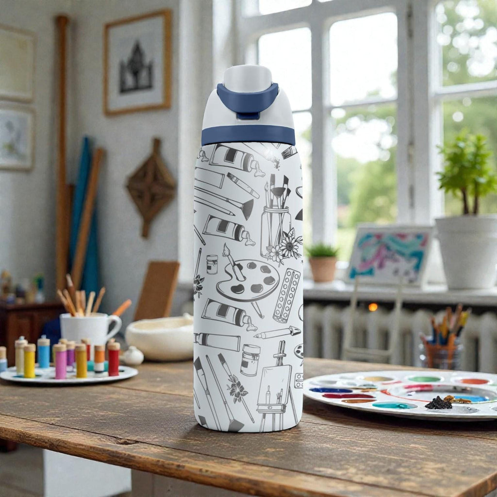 Artist Engraved Owala Bottle – Painting Supplies Pattern – Painter Gift Stainless Steel Cup 16oz 24oz 32oz 40oz  ⸻