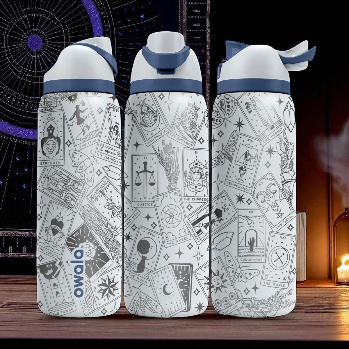 Engraved Tumbler with Tarot-Inspired Design – Laser Etched Insulated Bottle – Mystical Gift – 16oz 24oz 32oz 40oz