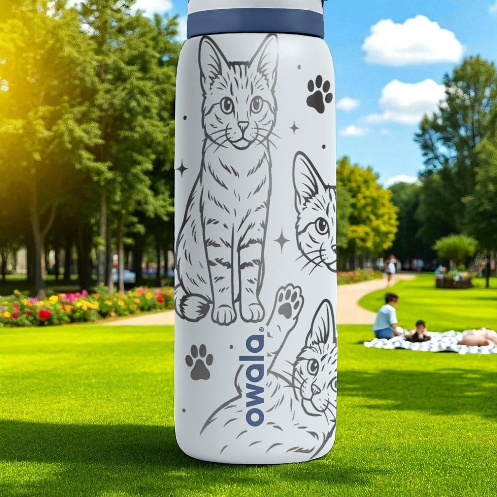 Engraved Egyptian Mau Cat Owala Bottle – 16oz 24oz 32oz 40oz – Spotted Cat Lover Gift, Pet Water Tumbler